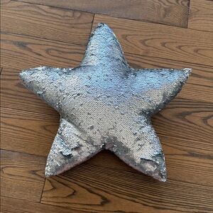 Reversible Sequin Star Pillow - Silver